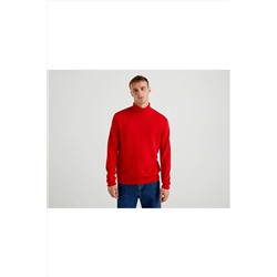 United Colors of Benetton Benetton Erkek Bordo Boğazlı Merino Kazak 122A1002U2180-219