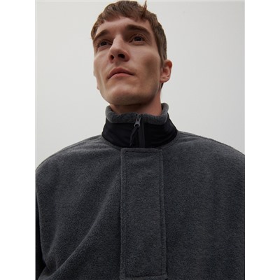 Fleece-Hoodie aus Materialmix