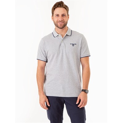 MARLED YARN POLO SHIRT WITH EMBROIDERED CREST