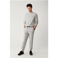 Avva Erkek Gri Yandan Cepli Interlok Kumaş Biyeli Standart Fit Rahat Kesim Standart Kesim Jogger Eşofman A32Y3495