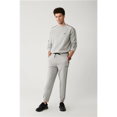 Avva Erkek Gri Yandan Cepli Interlok Kumaş Biyeli Standart Fit Rahat Kesim Standart Kesim Jogger Eşofman A32Y3495