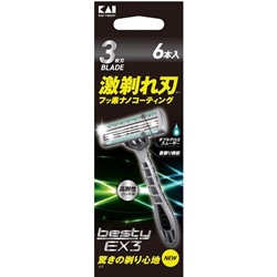 KAI Бритва одноразовая с двигающейся головкой BX3 BestyEX3 6шт