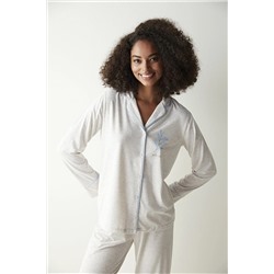 Penti Kadın Maye Solid Bej Gömlek Pantolon Pijama Takımı PNZQ8R0T23SK-BEM,22,9 dgn