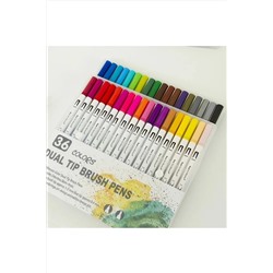 ART PROFFESİONAL 36 Renk Cift Taraflı Marker Kalem Seti Bir Taraf Fırça Bir Taraf Liner Plastik Çanta TYC00679764884
