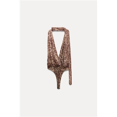 TULLE HALTER SCARF BODYSUIT