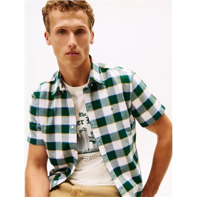 Regular Fit Plaid Stretch Oxford Shirt