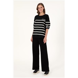 Kadın Siyah Loose Fit Triko Pantolon
