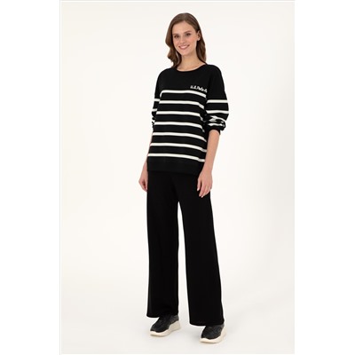 Kadın Siyah Loose Fit Triko Pantolon