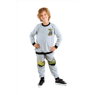 Denokids Croco Erkek Çocuk Gri Eşofman Takım CFF-23S1-073