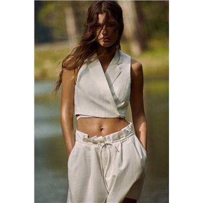 TAILORED LINEN BLEND WAISTCOAT
