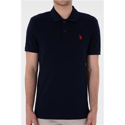 Erkek Slim Fit Polo Yaka Lacivert Basic Tişört