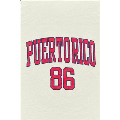 SLUB KNIT T-SHIRT WITH SLOGAN