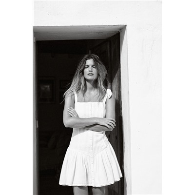 SMOCKED AND PLEATED SHORT DRESS