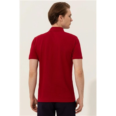 Erkek Bordo Basic Polo Yaka Tişört