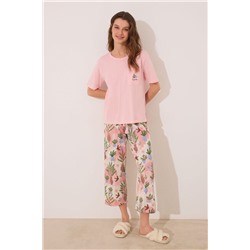 Pijama Capri 100% algodón rosa macetas