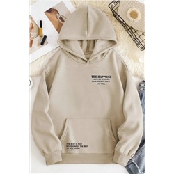 memowearUnisex 2ip Şardonlu Happiest Bej Oversize Sweatshirt