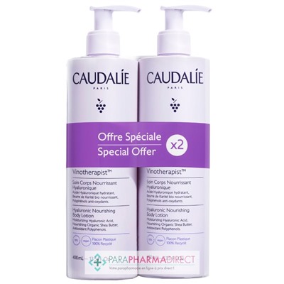 Caudalie Vinotherapist - Soin Corps Nourrissant Hyaluronique - LOT de 2x400mlLot  × 2