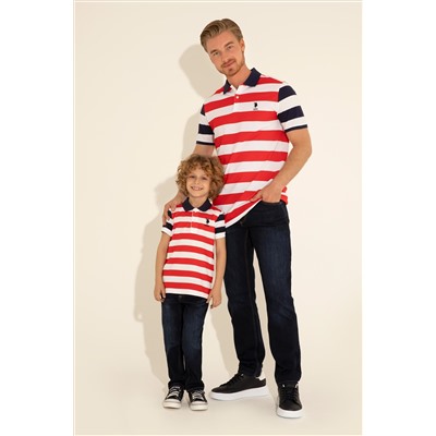 Erkek Regular Fit Polo Yaka Kırmızı Tişört