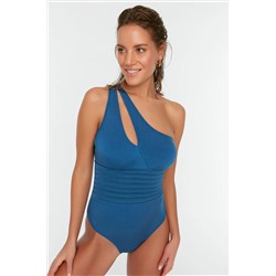 TRENDYOLMİLLA Indigo Tek Omuz Cut Out/Pencereli Normal Paça Mayo TBESS21MA0182