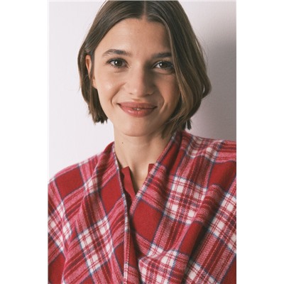 Poncho cuadros efecto lana cashmere
