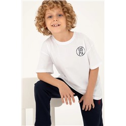 U.S. Polo Assn., Erkek Çocuk Beyaz Oversize Bisiklet Yaka Tişört 50298981-vr013