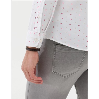 Kırmızı Slim Fit Uzun Kollu Gömlek