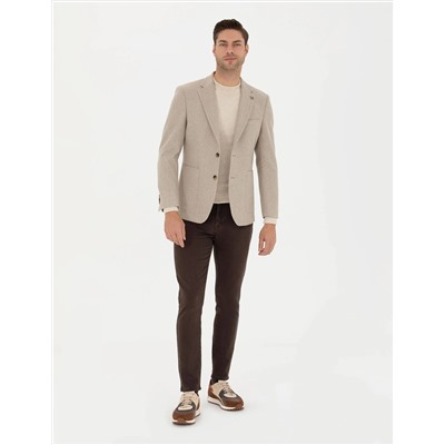 Bej Slim Fit Ceket