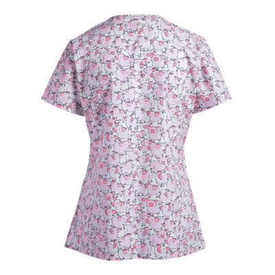 White Cross Scrubs Charlotte Print Top