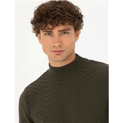 Koyu Haki Slim Fit Kazak