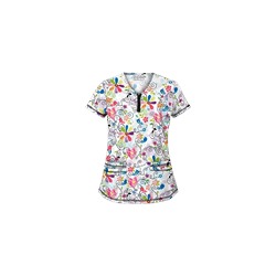UA Song From the Heart Black Print Scrub Top