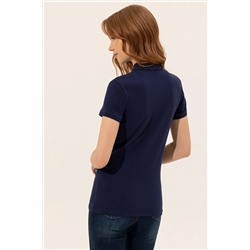 Kadın Lacivert Basic Polo Yaka Tişört