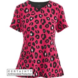 Cherokee Infinity Scrubs Fierce Things First Carmine Antimicrobial Print Top
