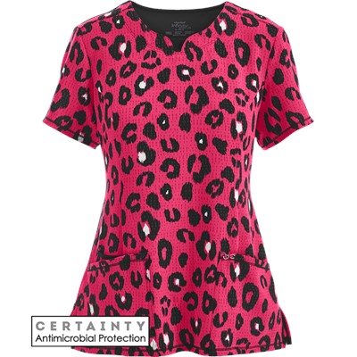 Cherokee Infinity Scrubs Fierce Things First Carmine Antimicrobial Print Top
