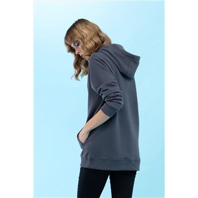 Antrasit Kapüşonlu Basic Sweatshirt