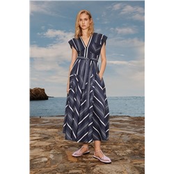 LIMITED EDITION STRIPED GODET DRESS