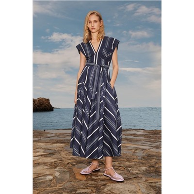 LIMITED EDITION STRIPED GODET DRESS