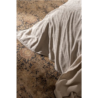 Maena King Size %100 Pamuk Baskılı Parça Boya Nevresim Takımı - Bej