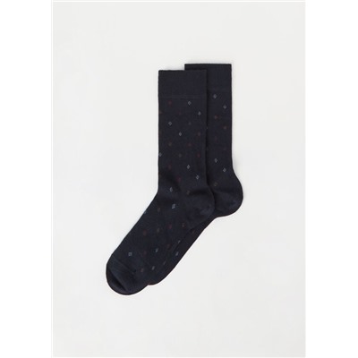 Kurze Herrensocken mit Cashmere und Allover-Rautenmuster