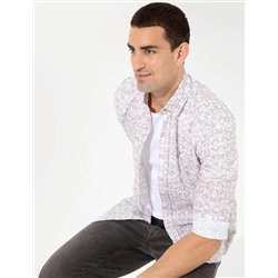 Bej Slim Fit Uzun Kollu Gömlek