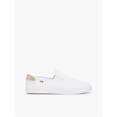 Metallic Heel Canvas Slip-On Sneaker