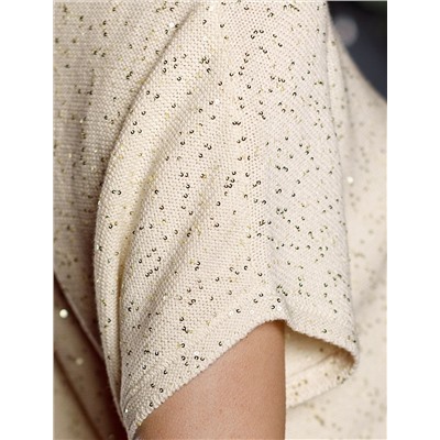 Джемпер с цельнокроенным коротким рукавом из хлопковой пряжи с пайетками