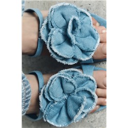 SANDALIA TACÓN FLOR DENIM