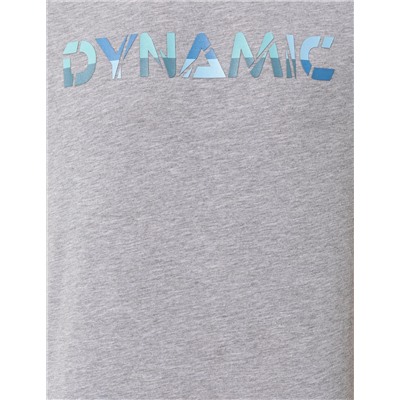 Açık Gri Melanj Slim Fit Baskılı Bisiklet Yaka Tişört