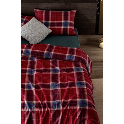 Lenard King Size %100 Pamuk Flanel Nevresim Takımı - Kırmızı