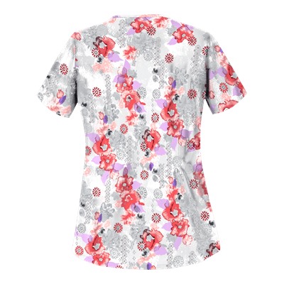 UA Floral Zen Pewter Print Scrub Top