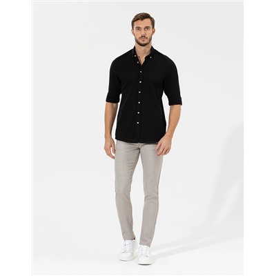 Siyah Slim Fit Uzun Kollu Gömlek