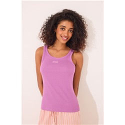 Camiseta tirantes canalé morado