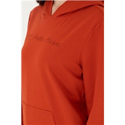 Kadın Kiremit Kapüşonlu Sweatshirt