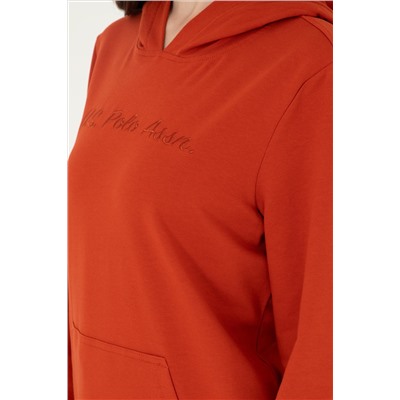 Kadın Kiremit Kapüşonlu Sweatshirt