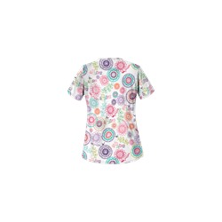 UA Spring Out White Print Scrub Top